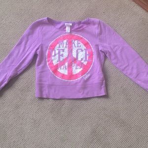 Purple long sleeved shirt with pink and sequins